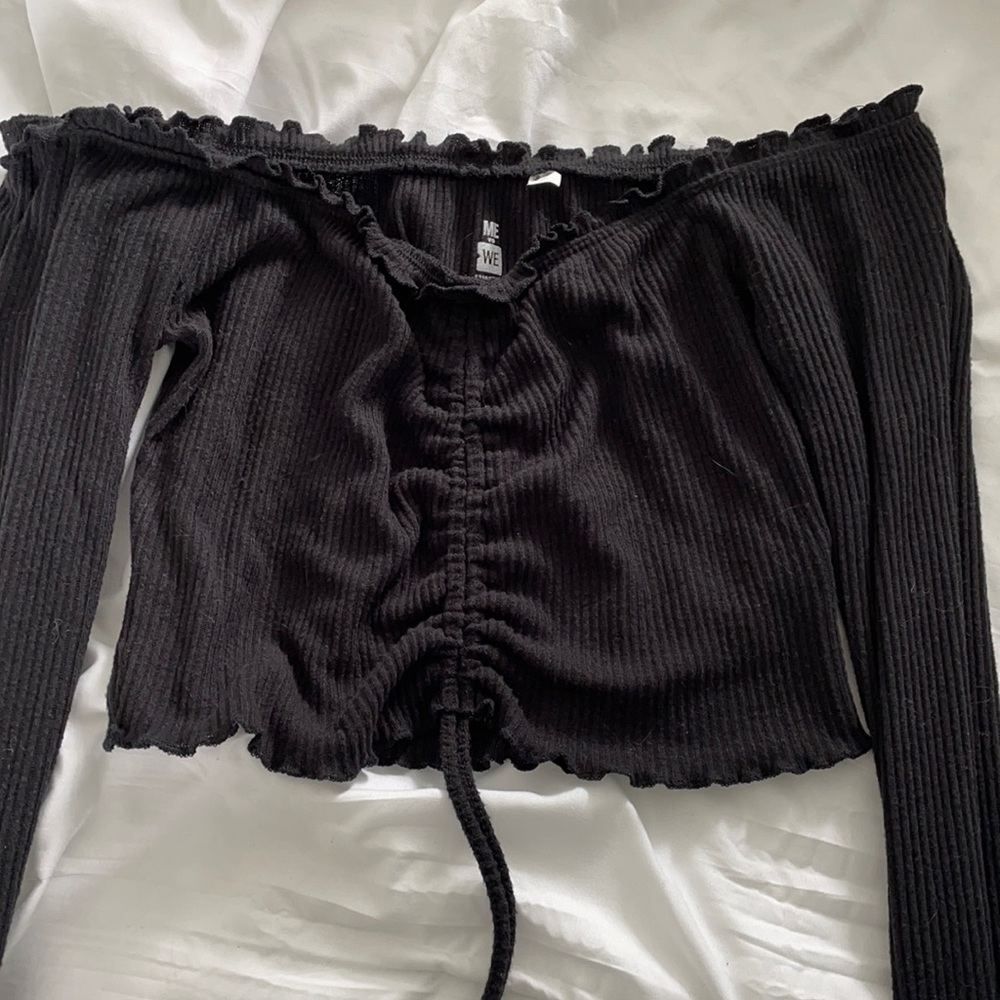 Off the shoulder cropped sweater